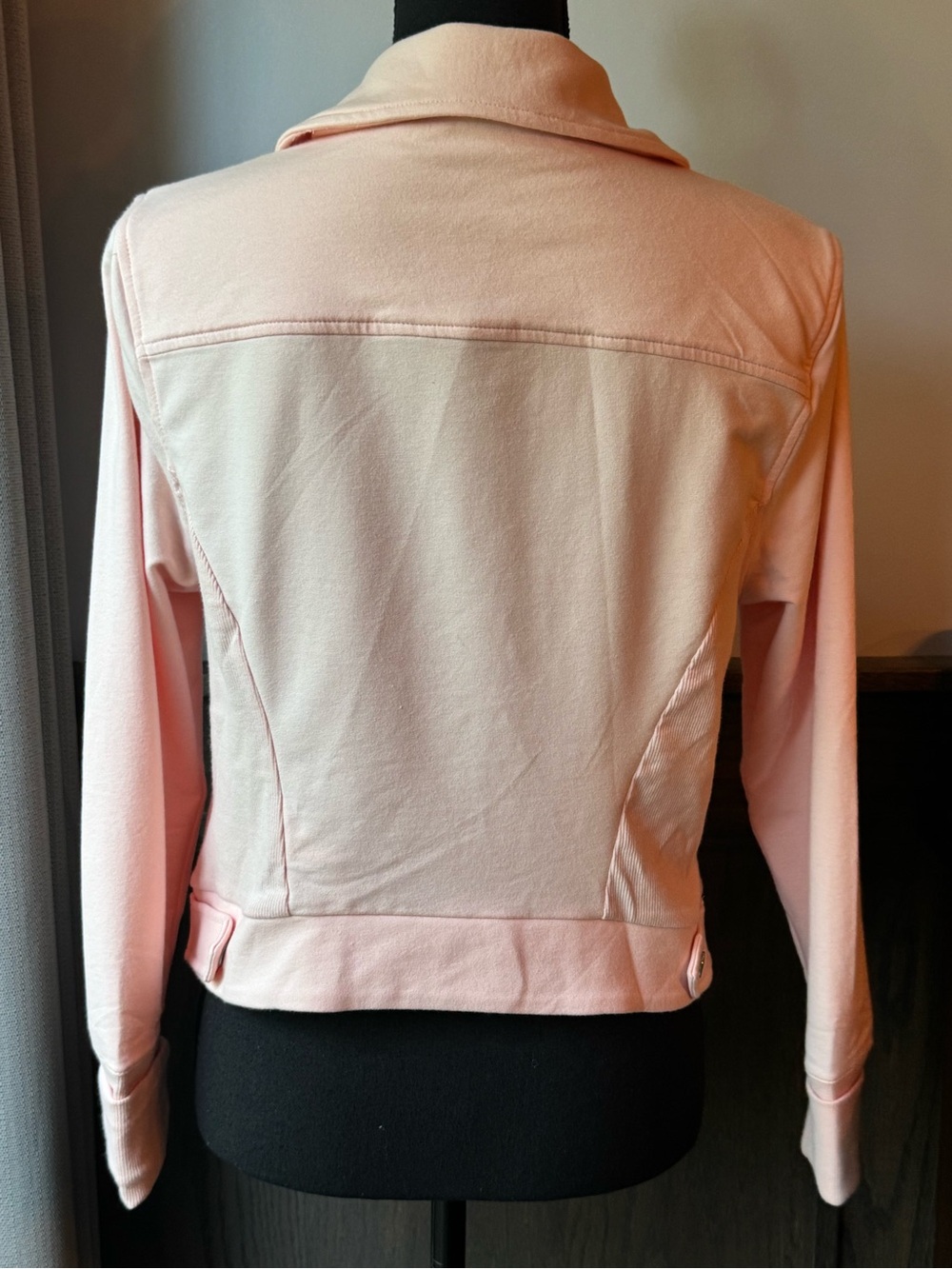 H by Halston Pale Pink Asymmetrical Zip Bomber Jacket - Picture 5 of 11
